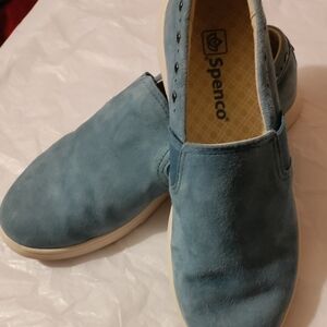 Blue Spenco Orthotic Suede Water Repellent Slip-On Shoes Size 9B.
